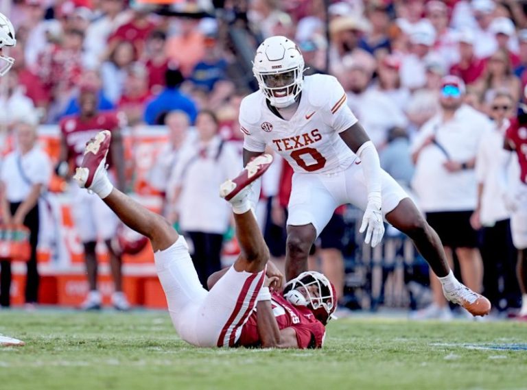 Texas football plants Longhorns flag through Baker Mayfield OU jersey