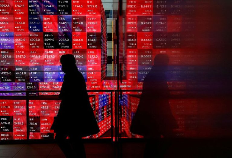 Asia shares stumble on China headwinds; gold and bitcoin buoyant