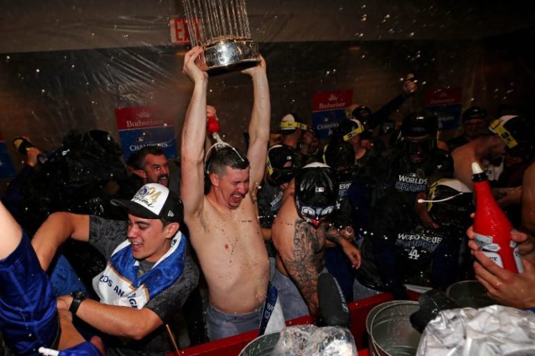 Watch: Dodgers pitcher celebrates World Series by chugging beer bong