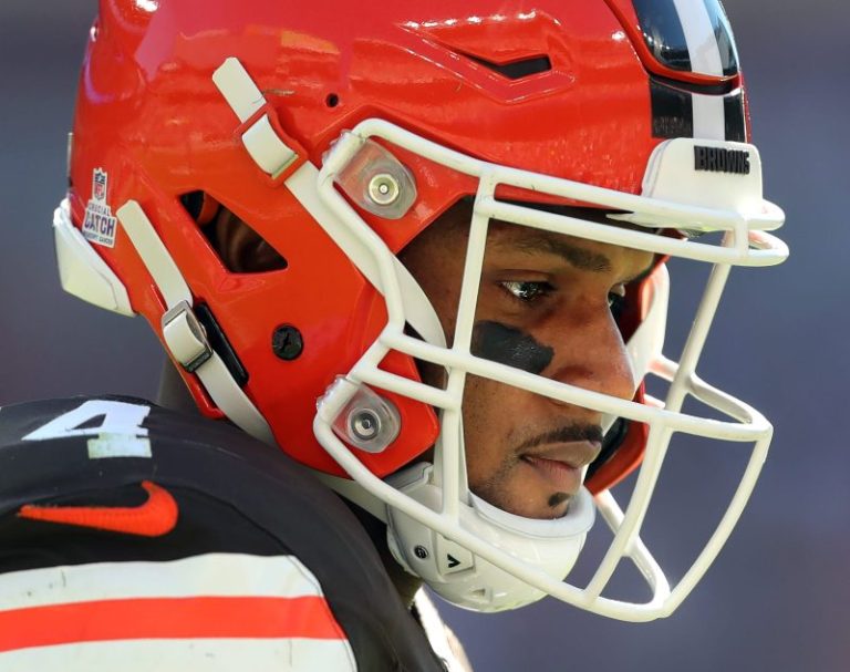 Quarterback Deshaun Watson looks on at Browns minicamp